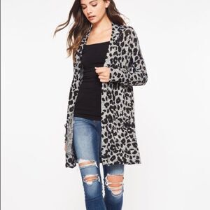 Animal Print Cardigan - Grey/Black